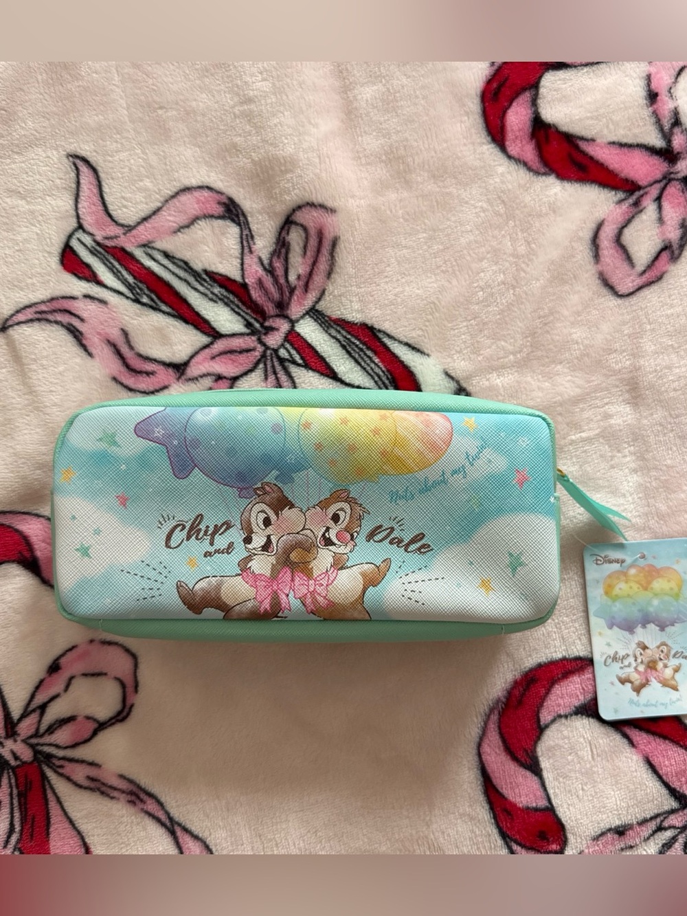 NWT Japan Disney Chip and Dale green pencil case pouch